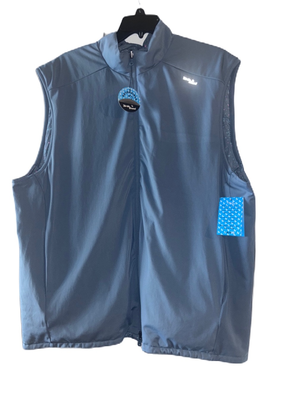 Birdie Bound Men's Slate Blue Softshell Full-Zip Reversible Golf Vest 3XL